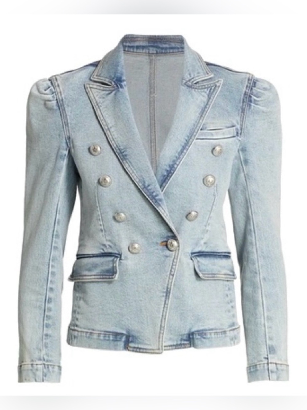 GENERATION LOVE Sutton Double Breasted Buttoned Denim Jacket Light Wash XS NWT